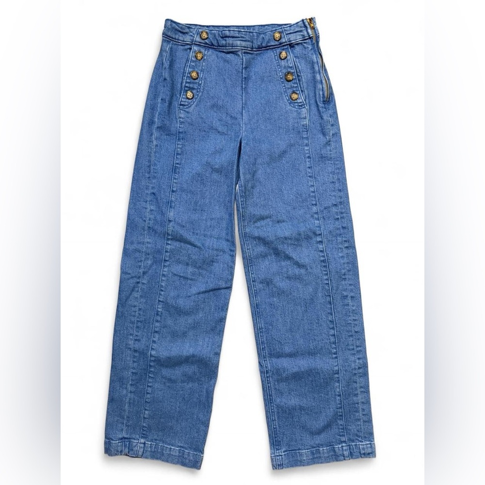 Old Navy Sky Hi Extra High Rise Wide Leg Sailor Button Jeans Size 4